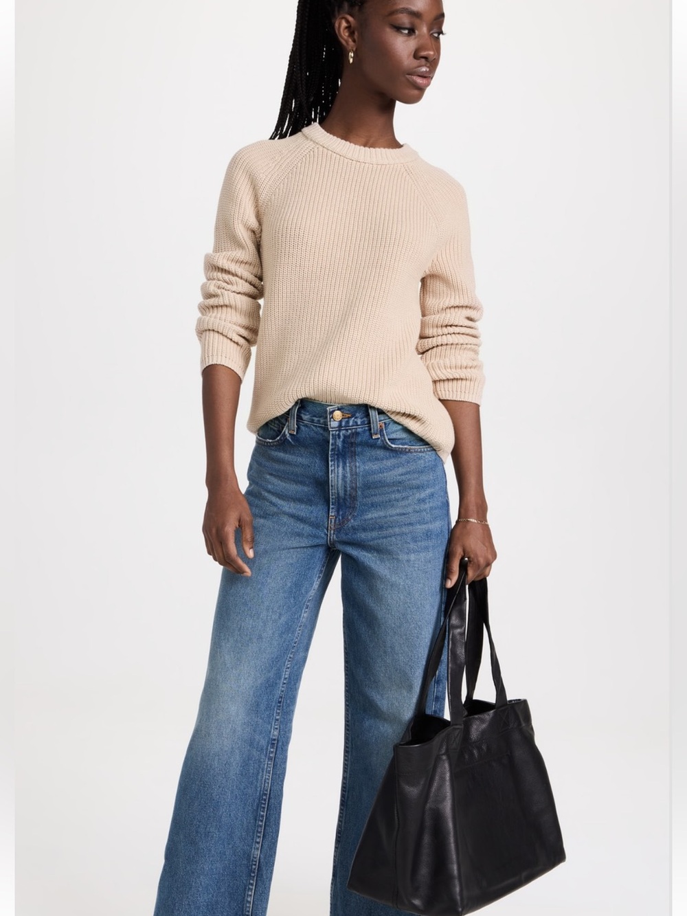 Jenni Kayne Cream Cotton Fisherman Sweater - Picture 1 of 11